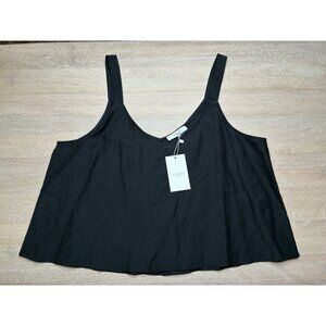 Almina Concept NWT V Neck Linen Tank Top Black XL